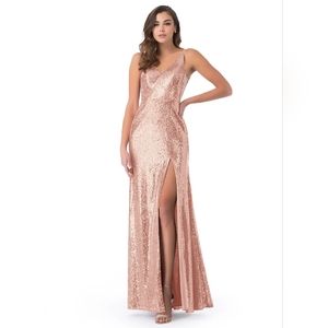 Azazie Rose gold sparkly dress